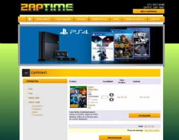 Página de carrinho de finalização de compras.