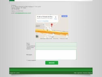 Exemplo de parte da página de contato com formulário e mapa do Google.