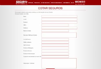 Formulário de cotação de seguros, com gerenciamento dos campos disponíveis.