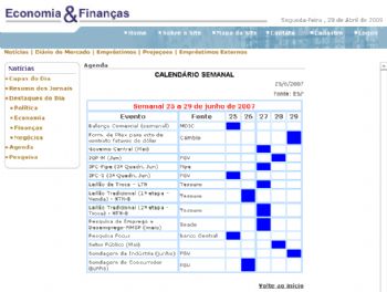 Tela de calendário.