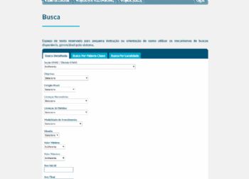 Exemplo da área de busca detalhada para montar relatórios dos investimentos cadastrados.