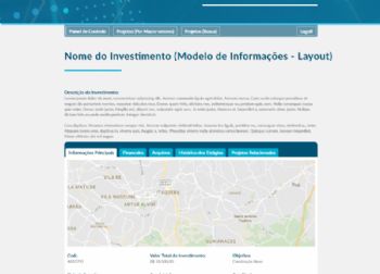 Exemplo da página de detalhes do investimento, com informações dividias por assuntos.