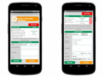 Versão mobile - página de gerenciamento de itens do market place e datas de peneiras.